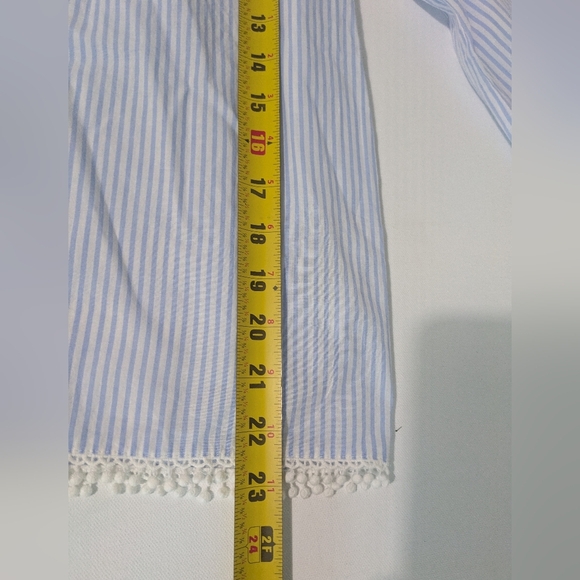 Joe's Jeans Women's Marlee Pleasant Blouse White And Blue Straiped Size M Cotton - Picture 10 of 10